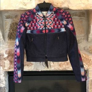 Bcbg runway denim pattern jacket